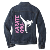 Karate Girl Self Defence Kick Cute Martial Artist Girls Premium Ladies Denim Jacket | Artistshot