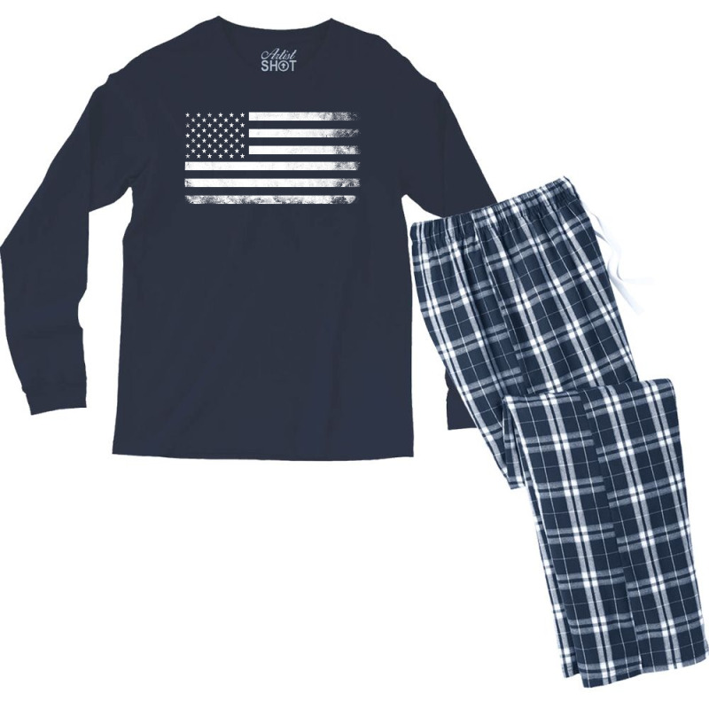 Vintage Usa Flag Men's Long Sleeve Pajama Set | Artistshot
