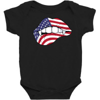 Lips Us Flag Vampire Kiss Mouth T Shirt Baby Bodysuit | Artistshot