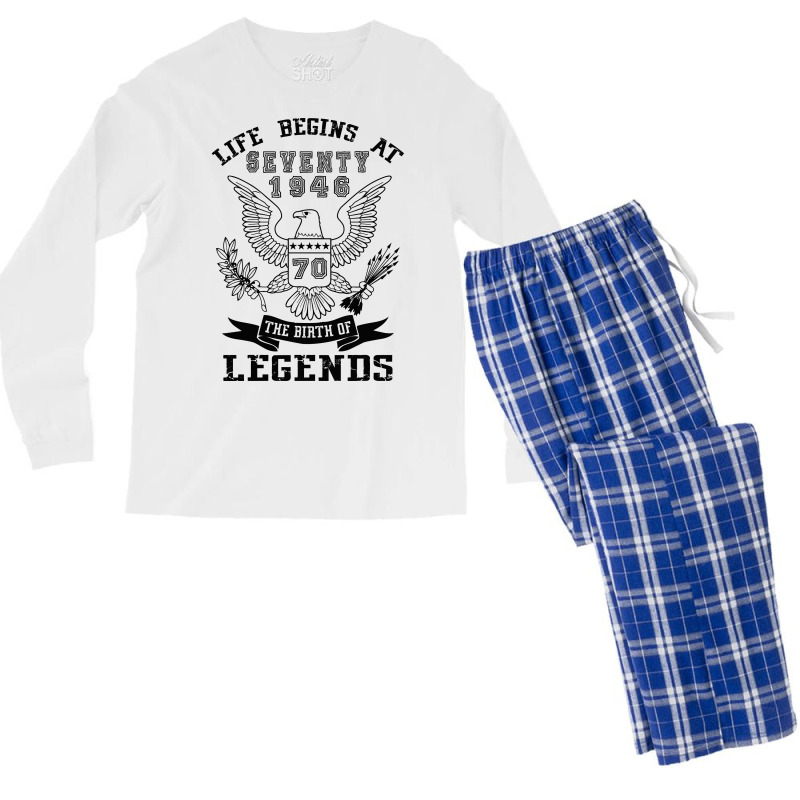 Life Begins At Seventy 1946 The Birth Of Legends Men's Long Sleeve Pajama Set | Artistshot