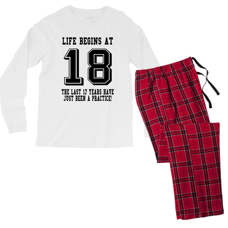 18th Birthday Life Begins At 18 Men's Long Sleeve Pajama Set | Artistshot