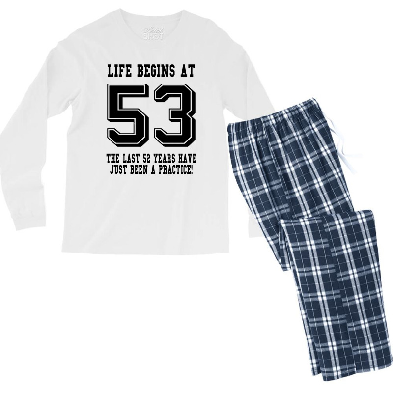 53rd Birthday Life Begins At 53 Men's Long Sleeve Pajama Set | Artistshot
