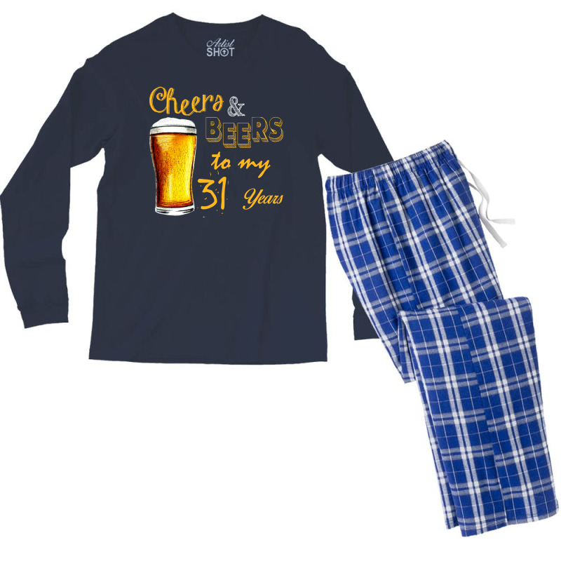 Cheers And Beers To  My 31 Years Men's Long Sleeve Pajama Set | Artistshot