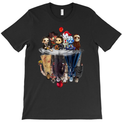 Halloween Character Water Reflection Cute Horror Chibi Movie T-shirt Designed By Rame Halili