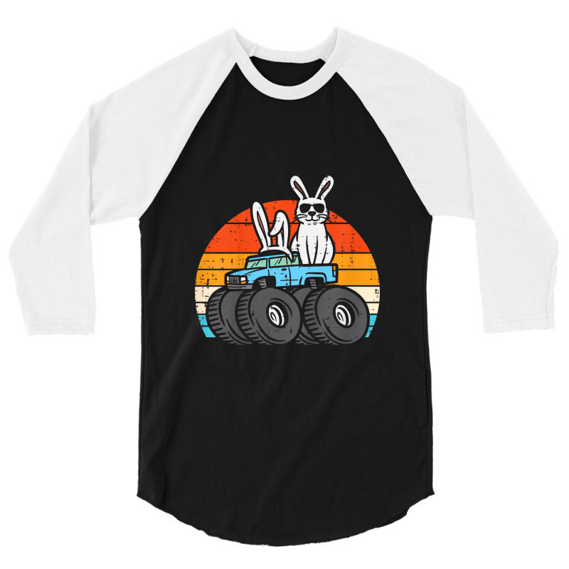 Kids Easter Bunny Rabbit Monster Trucks Retro Boys Kids Toddler T Shir 3/4 Sleeve Shirt | Artistshot