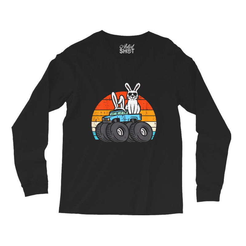 Kids Easter Bunny Rabbit Monster Trucks Retro Boys Kids Toddler T Shir Long Sleeve Shirts | Artistshot