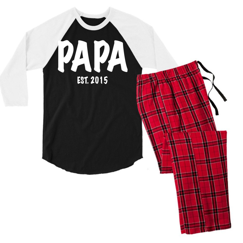 Papa Est. 2015 W Men's 3/4 Sleeve Pajama Set | Artistshot