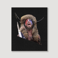 The Horned Shirtless Trump Protestor Portrait Canvas Print | Artistshot