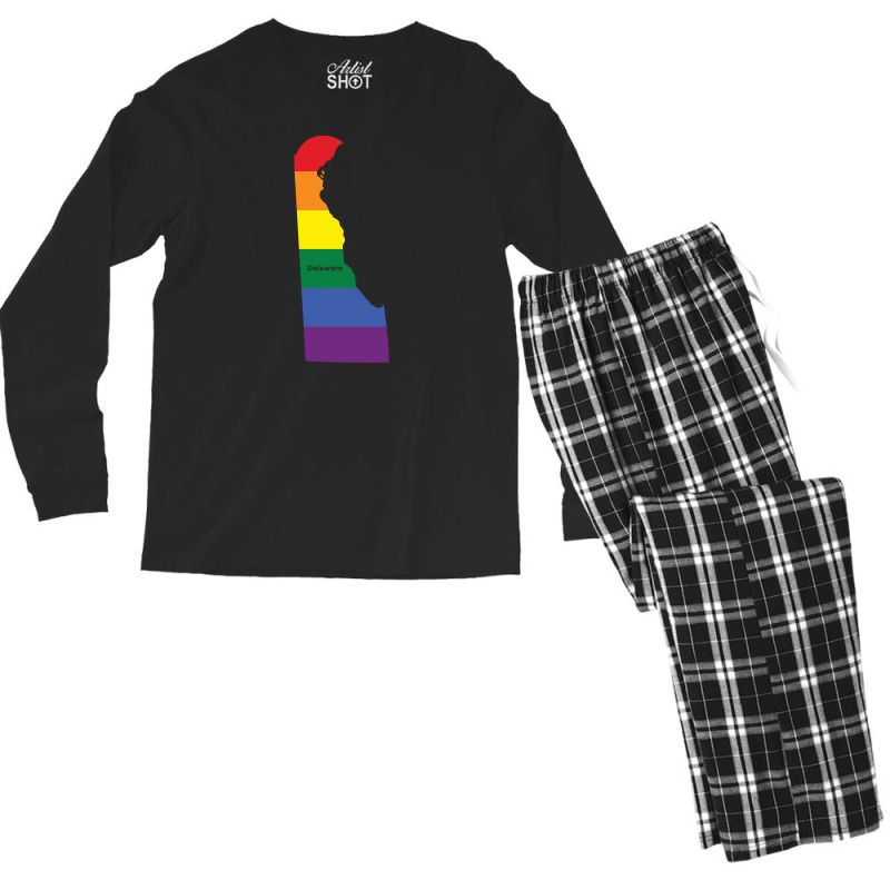 Delaware Rainbow Flag Men's Long Sleeve Pajama Set | Artistshot