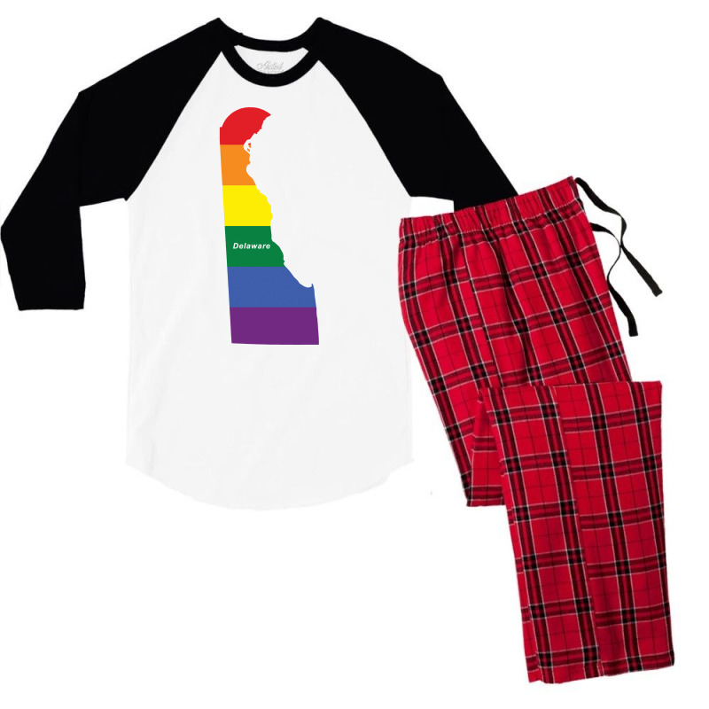 Delaware Rainbow Flag Men's 3/4 Sleeve Pajama Set | Artistshot
