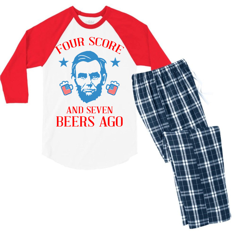 4th Of July Four Score And Seven Beers Ago Men's 3/4 Sleeve Pajama Set | Artistshot