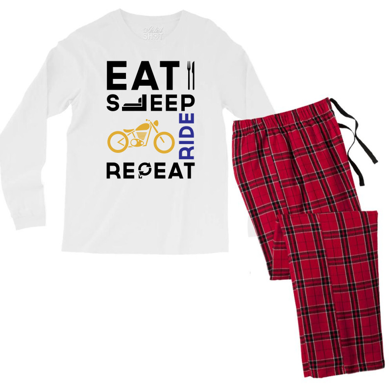Eat Sleep Ride Repeat Men's Long Sleeve Pajama Set | Artistshot