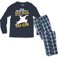 Never Underestimate An Old Man Who Knows Tai Chi Men's Long Sleeve Pajama Set | Artistshot
