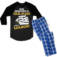 Never Underestimate An Old Man With A Sailboat Men's 3/4 Sleeve Pajama Set | Artistshot