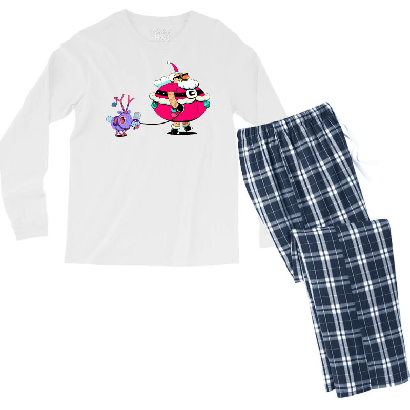 Santa With Deer Men's Long Sleeve Pajama Set | Artistshot