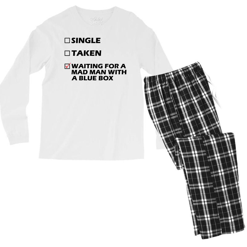 Waiting For A Mad Man In A Blue Box Men's Long Sleeve Pajama Set | Artistshot