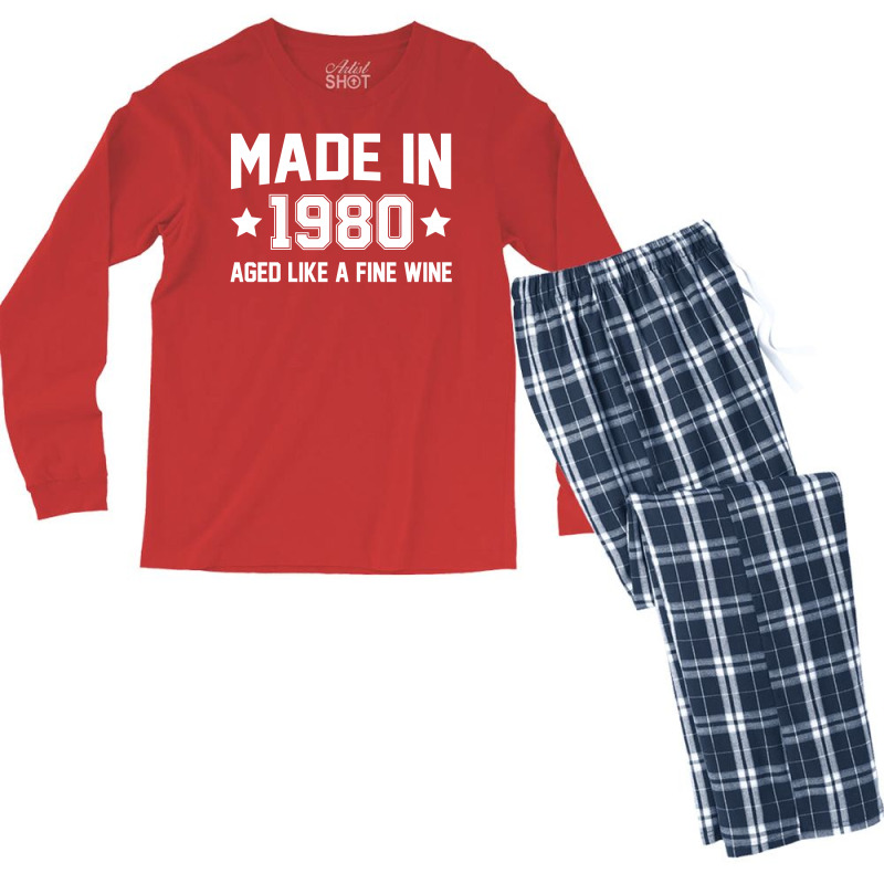 Made In 1980 Aged Like A Fine Wine Men's Long Sleeve Pajama Set | Artistshot