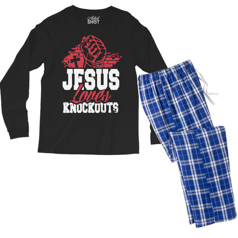 Jesus Loves Knockouts Men's Long Sleeve Pajama Set | Artistshot