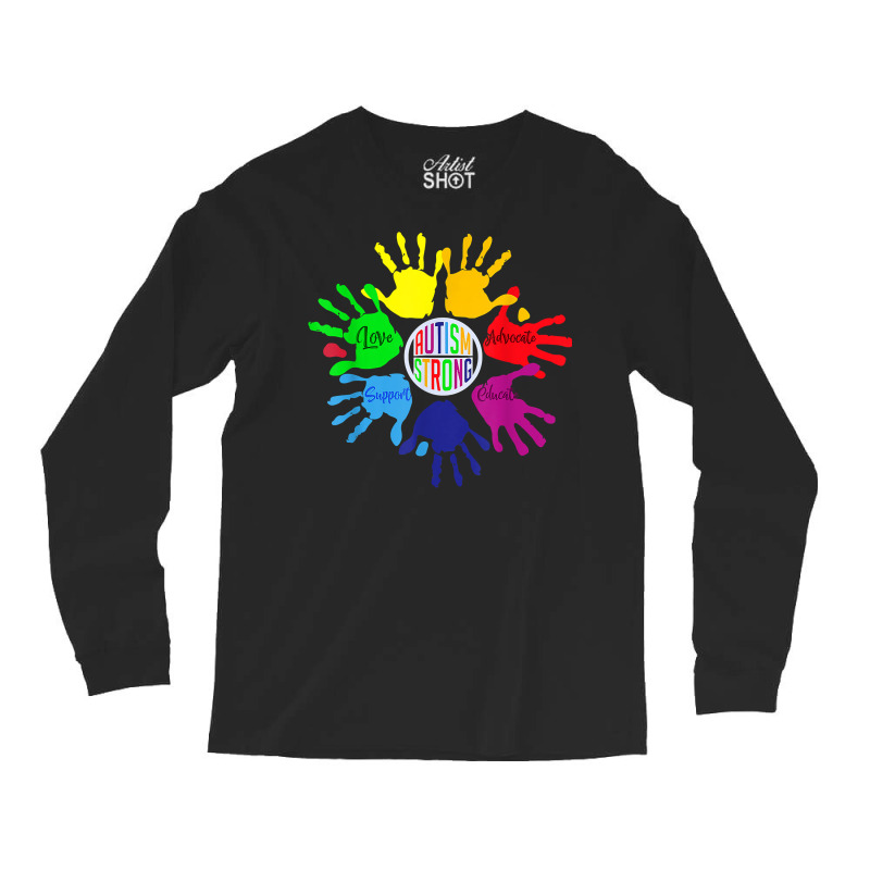 Autism Awareness Shirt Sign Language Hand Puzzle Support T Shirt Long Sleeve Shirts by Gondran | Artistshot