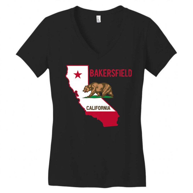 Bakersfield   California Flag  Cool Vintage Bakersfield Ca Premium T S Women's V-Neck T-Shirt by Gondran | Artistshot