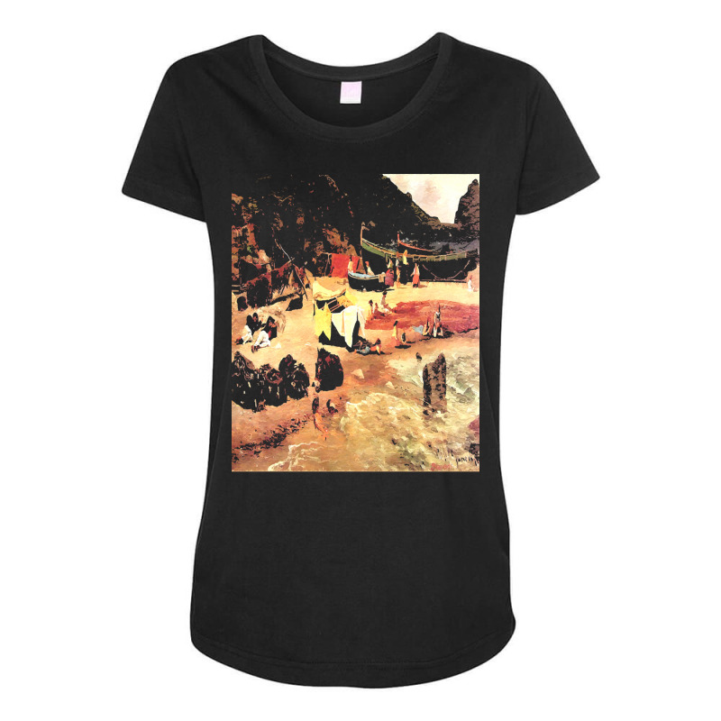 Famous Paintings T  Shirt Fishing Boats At Capri T  Shirt Maternity Scoop Neck T-shirt by geldingavocet | Artistshot