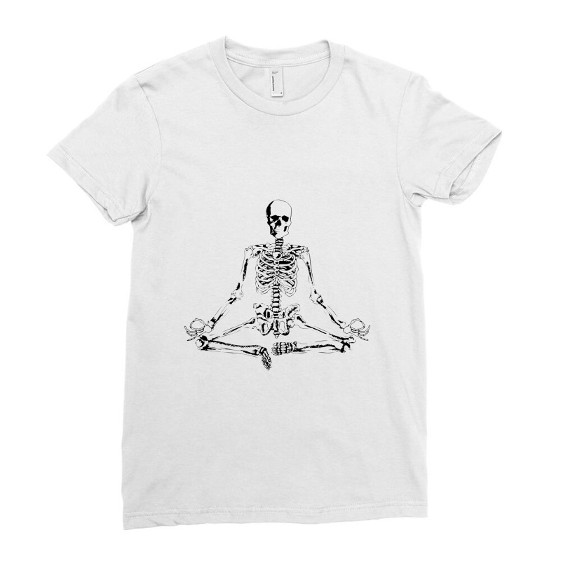 Meditating Skeleton Ladies Fitted T-Shirt by trasheatercomicsart | Artistshot