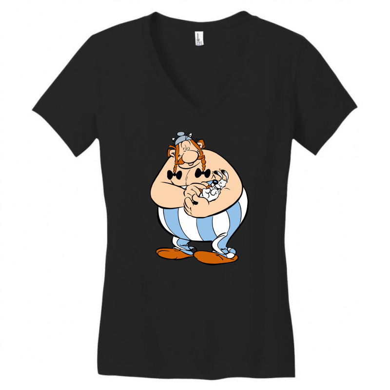 Obelix And Dogmatix Asterix Women's V-Neck T-Shirt by qimanariski | Artistshot