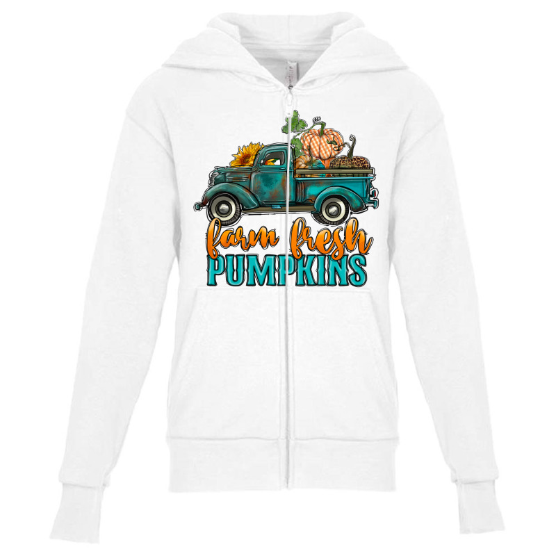 Farm Fresh Pumpkins Truck Youth Zipper Hoodie by RanaPortraitStore | Artistshot