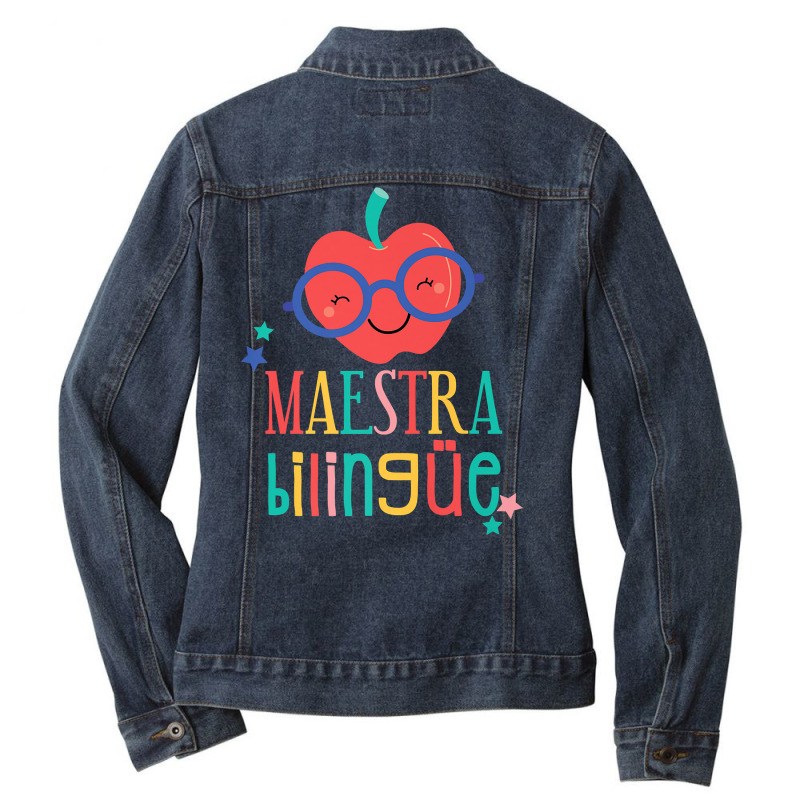 Cute Maestra Bilingue Bilingual Teacher Premium T Shirt Ladies Denim Jacket by puawhla | Artistshot