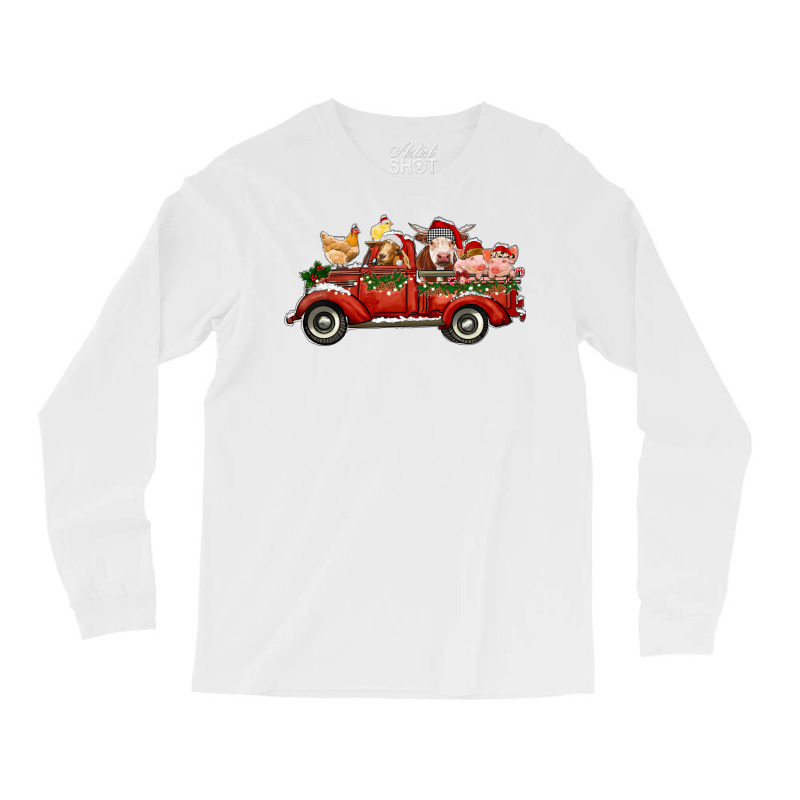 Christmas Truck With Farm Animals Long Sleeve Shirts by RanaPortraitStore | Artistshot