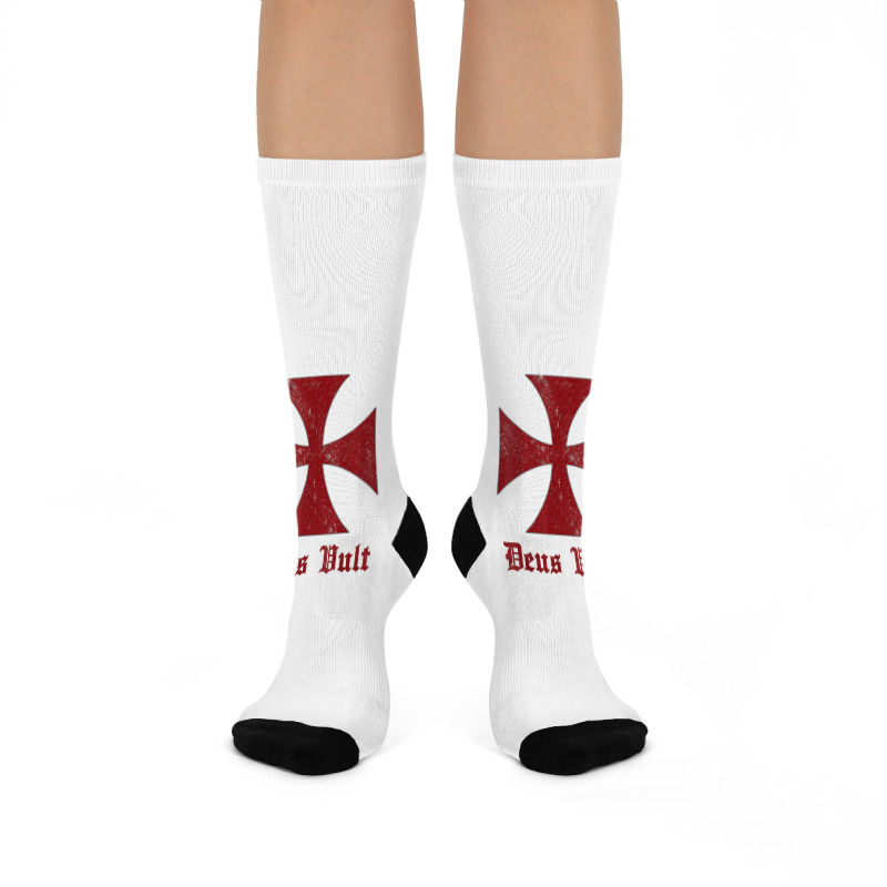 Deus Vult Templar Order Knights Templar Holy Cross Helmet T Shirt Crew Socks | Artistshot