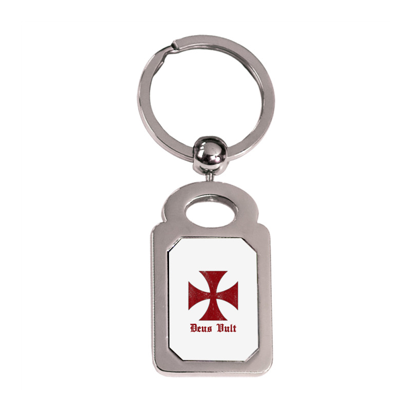 Deus Vult Templar Order Knights Templar Holy Cross Helmet T Shirt Silver Rectangle Keychain | Artistshot