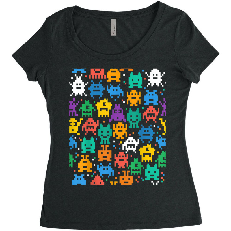 Invaders I Love 80s Retro 8 Bit Space Monsters Women's Triblend Scoop T-shirt by Hoang95 | Artistshot