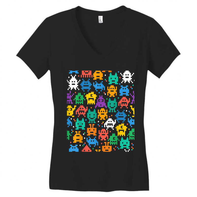 Invaders I Love 80s Retro 8 Bit Space Monsters Women's V-Neck T-Shirt by Hoang95 | Artistshot