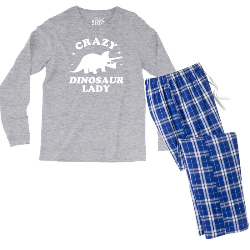 Crazy Dinosaur Lady Men's Long Sleeve Pajama Set | Artistshot