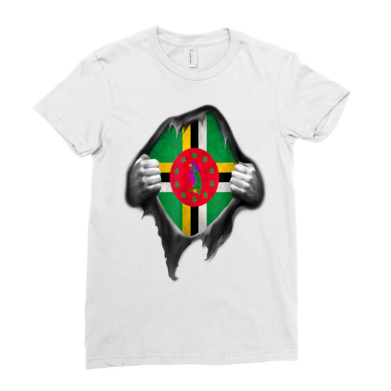 Dominica Flag T Shirt Dominican Roots Dna T Shirt Ladies Fitted T-Shirt by survisgn | Artistshot