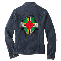 Dominica Flag T Shirt Dominican Roots Dna T Shirt Ladies Denim Jacket | Artistshot