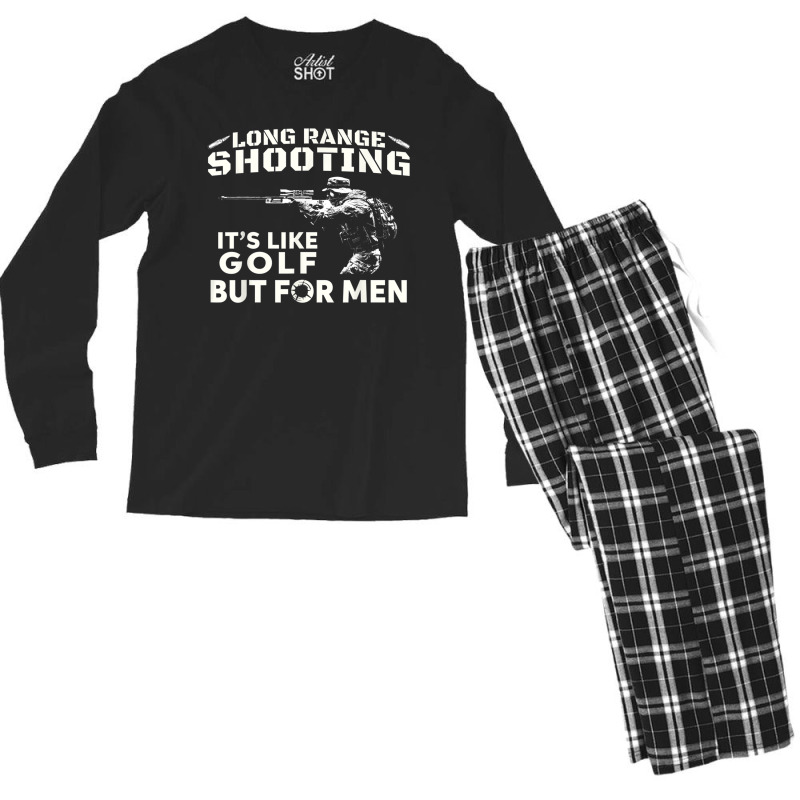 Long Range Shooting It's Like Golf But For Men Men's Long Sleeve Pajama Set | Artistshot