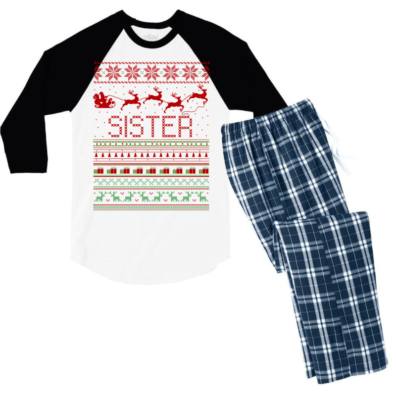 Sister Ugly Christmas Sweater Men's 3/4 Sleeve Pajama Set | Artistshot