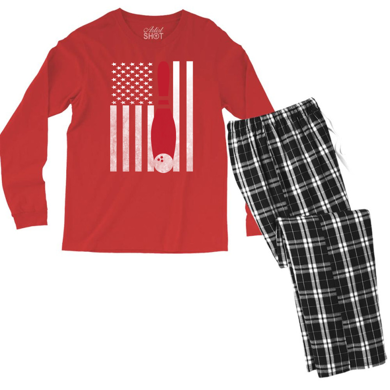 Bowling Bowler - America Usa Flag Men's Long Sleeve Pajama Set | Artistshot