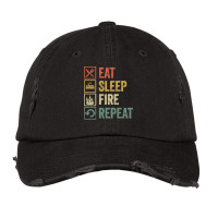 Fire T  Shirt Funny Eat Sleep Fire Repeat Retro Vintage Gift T  Shirt Vintage Cap | Artistshot