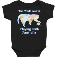 Funny World Is A Cat Playing Map T Shirt Baby Bodysuit | Artistshot