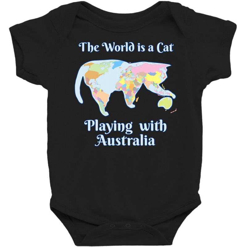 Funny World Is A Cat Playing Map T Shirt Baby Bodysuit | Artistshot