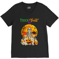 Trick Or Treat Skeleton Roll For Initiative Role Playing V-neck Tee | Artistshot