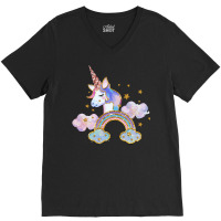 Rainbow Unicorns T Shirtrainbow Unicorn T Shirt (1) V-neck Tee | Artistshot