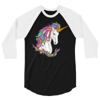 Rainbow Unicorns T Shirtrainbow Unicorn T Shirt (3) 3/4 Sleeve Shirt | Artistshot