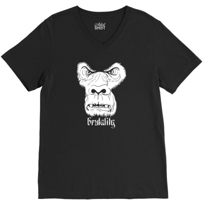 Brutality King Kong Guerilla Animal Cool Vector Stylish V-neck Tee Designed By Zxco Tees