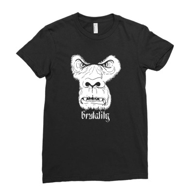 Brutality King Kong Guerilla Animal Cool Vector Stylish Ladies Fitted T-shirt Designed By Zxco Tees