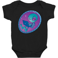 Alien With Laptop Computer Baby Bodysuit | Artistshot