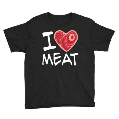 I Love Meat - White Text Version Youth Tee Designed By Fizzgig